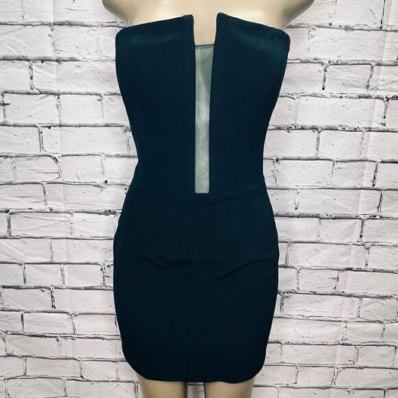 Dress The Population Womens Green Chloe Strapless Illusion Bodycon Dress Large - Picture 1 of 7